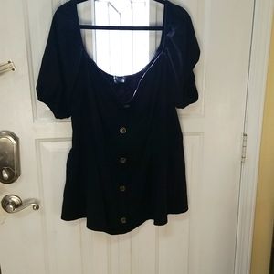 Eloquii Black Button Front Off the Shoulder Blouse Size 26